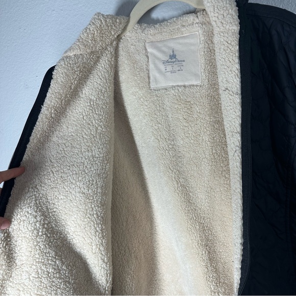 Disney Parks Black Quilted Hooded Mickey Jacket Women's Medium M Sherpa Lined - Picture 6 of 9